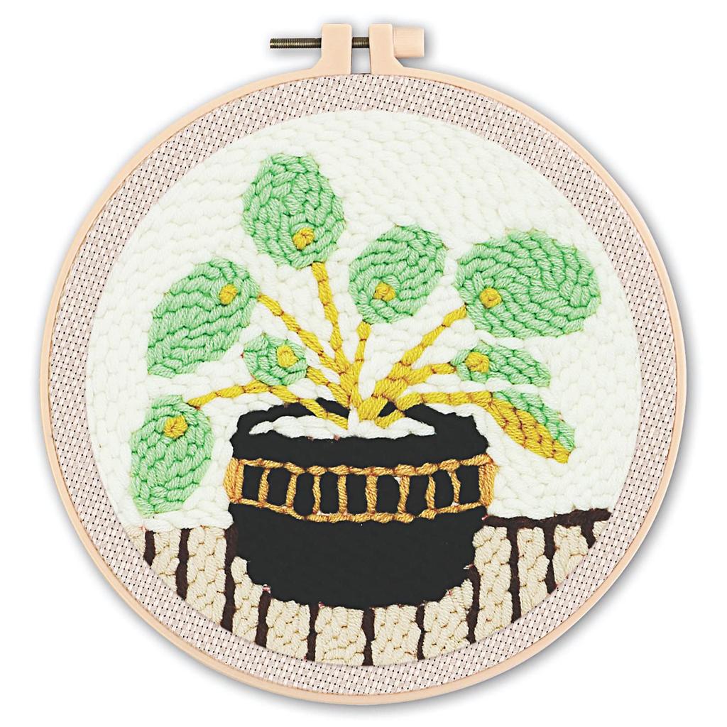 1pc Green Plant and Floral Pattern Coaster, Russian Stitch Embroidery, DIY Yarn Kit, Cross Stitch