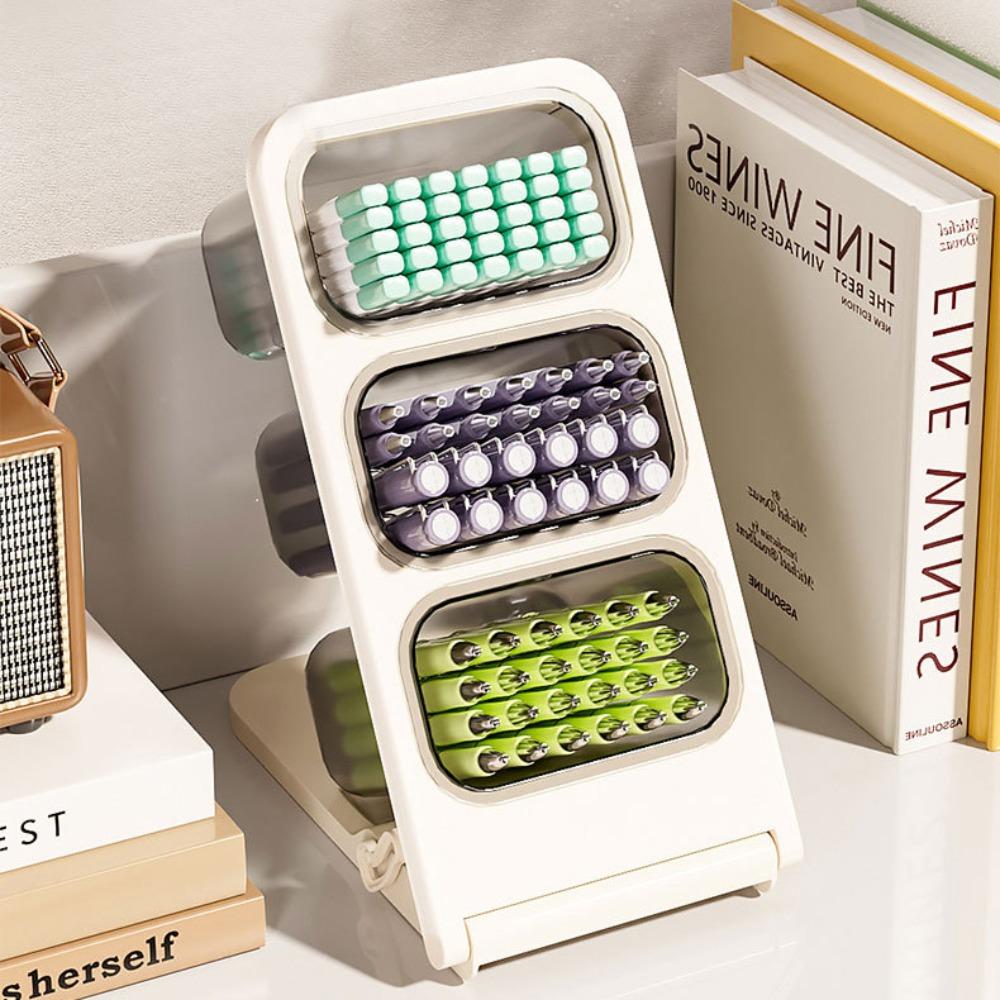 

Косий тримач для ручок з АБС Складана коробка для пензлів для макіяжу Нова коробка для зберігання ручок Студенти бежевий