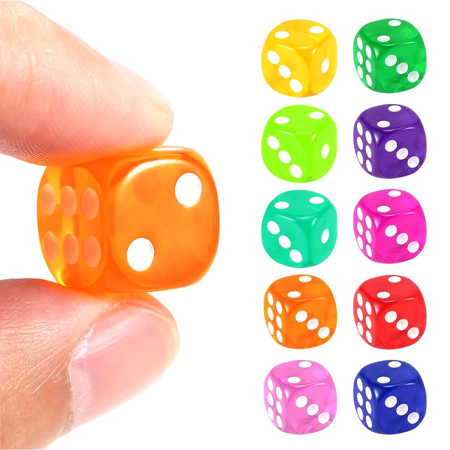 10/50pcs Transparent Dice 14mm Acrylic Interactive Game Tool for Party Friends Family Gathering Board Activity Supplies XJM