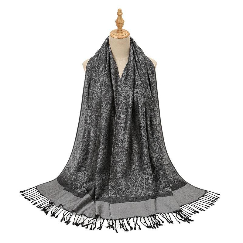 Hot-selling New Cashew Jacquard Women's Scarf, Popular Long Fringed Shawl At Home and Abroad