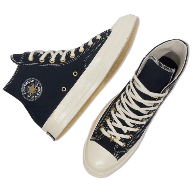 Converse Chuck 70 High Black Gold Star Unisex Sneakers A12462C