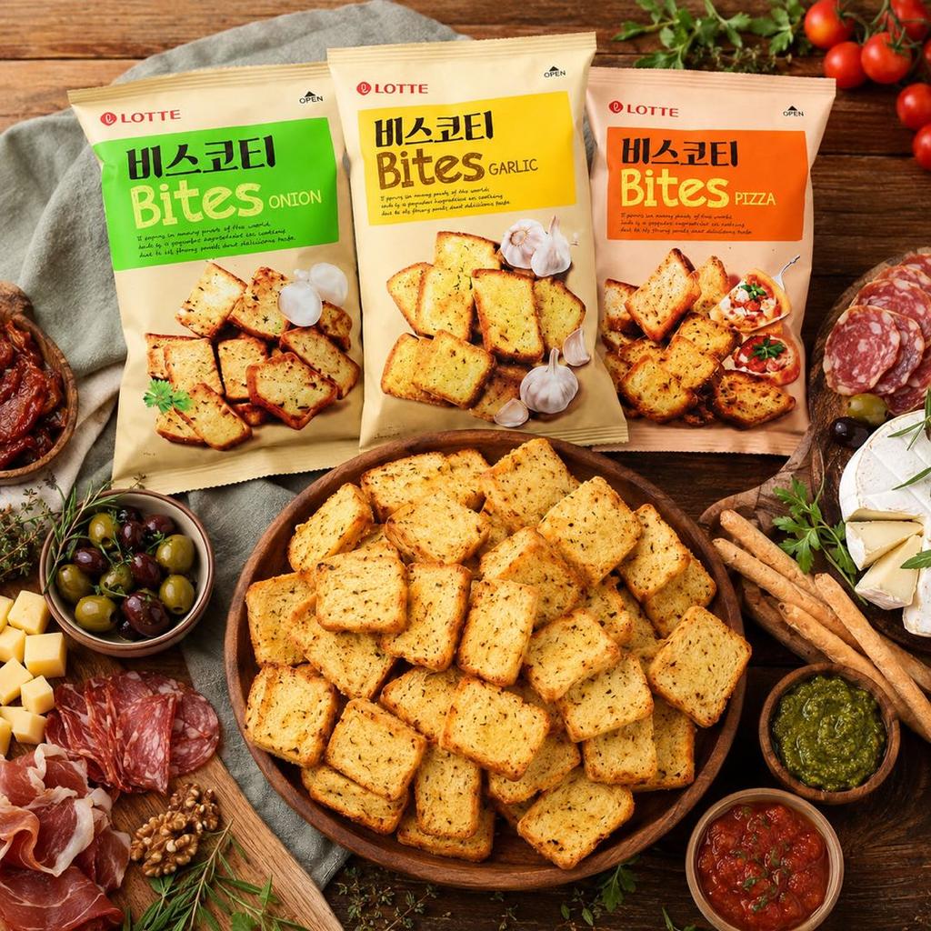 Lotte Toasted Bread Slices Casual Snacks  70g 3 flavors 6pack
