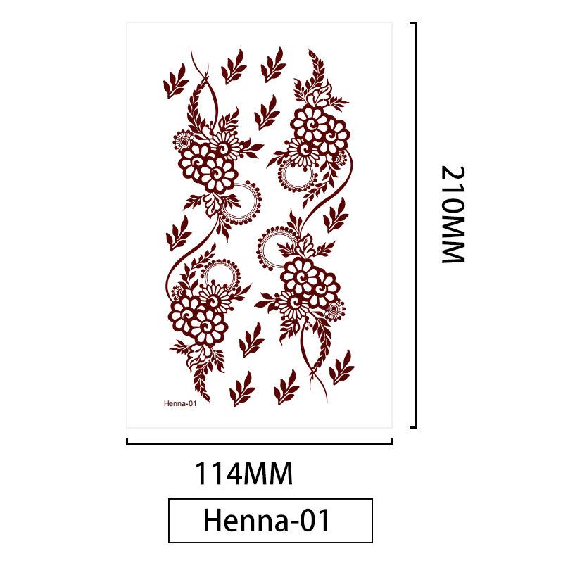 Lace Brown Waterproof Henna Flower Tattoo Stickers for Hands