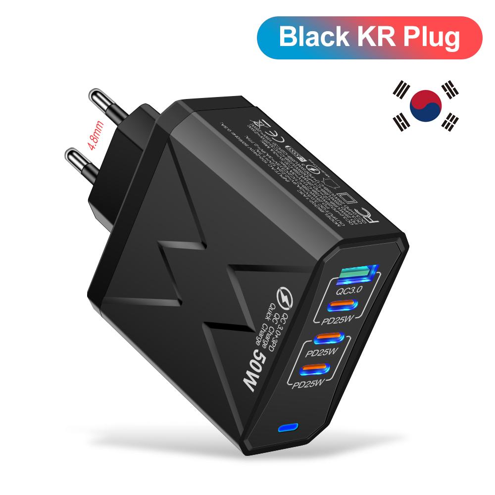 Multiport USB C PD Charger 50W Fast Charging Charger QC3.0 Quick Phone Adapter for iPhone Samsung Xiaomi Type C USB Wall Charger