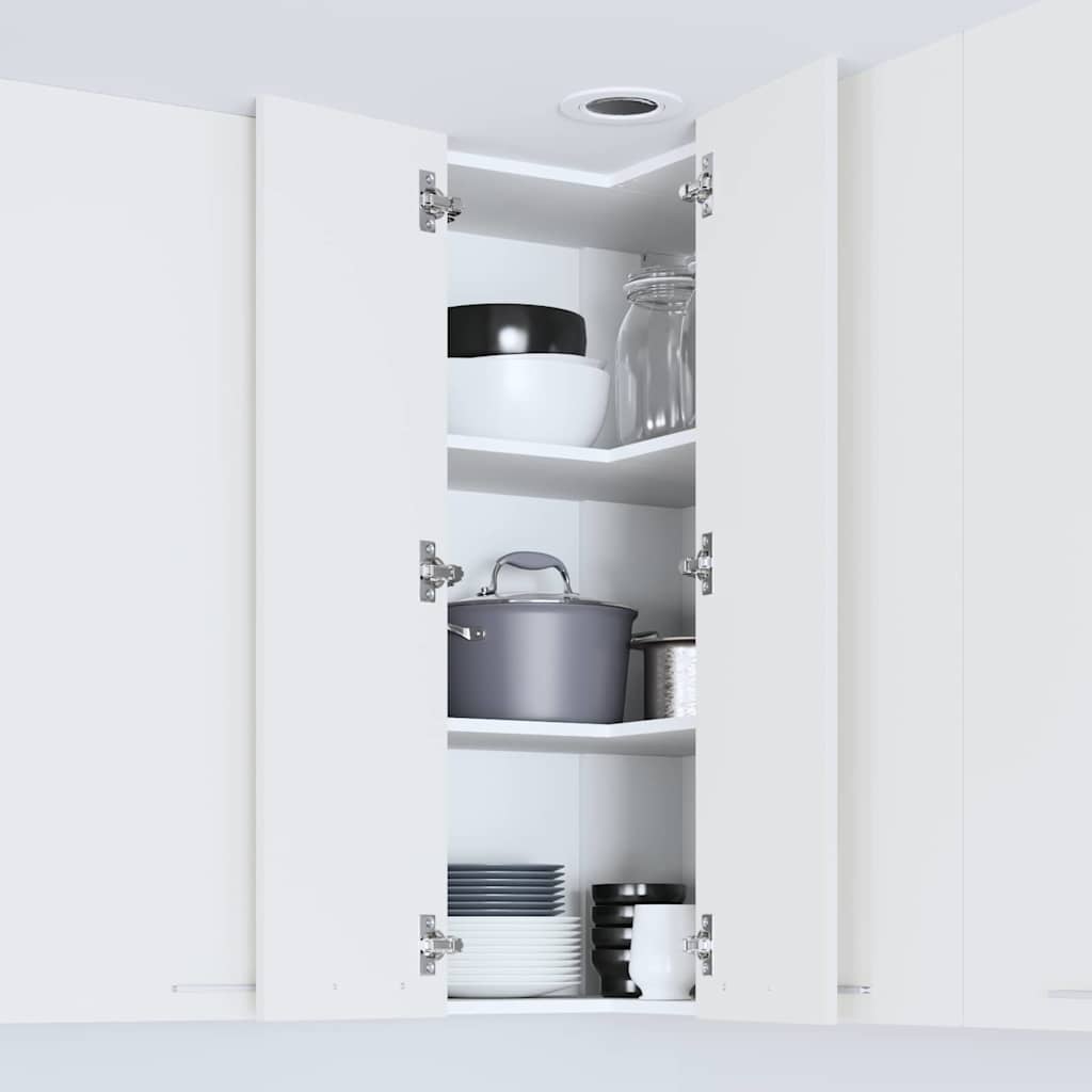 Hanging Corner Cabinet with Storage White 57 X 57 X 100 Cm Engineered Wood