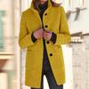 Women's Casual Solid Color Woolen Jacket with Collar and Pocket Long Sleeve Button Up Coat