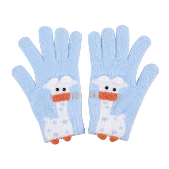 1 Pair Women Giraffe Knitted Gloves Winter Warm Thick Yarn Touchscreen Gloves Outdoor Cycling Cold Weather Five-Finger Thermal Gloves