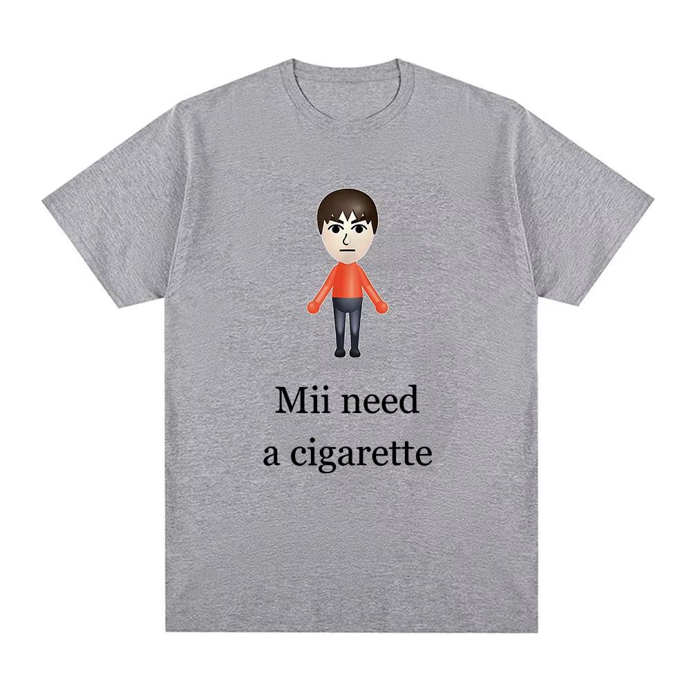 

Смішна футболка Mii Need A Cigarette Чоловіча мода Футболки з коротким рукавом Графічна футболка до Дня Барбершоп-квартету Оверсайз Унісекс M