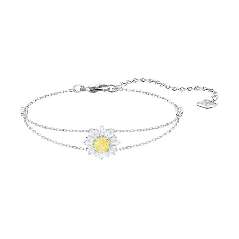 Swarovski Sunshine Sunflower Bracelet Women s White Gold Plated 5459594