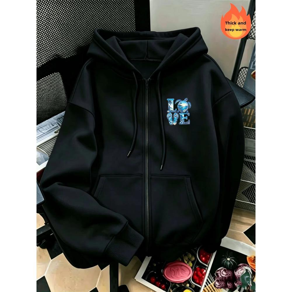 Autumn Winter Fashion Personality Creative Letter Prints Zipper Hoodies Comfortable Casual Sport Long Sleeves Hoodies Women Soft Loose Hoodies