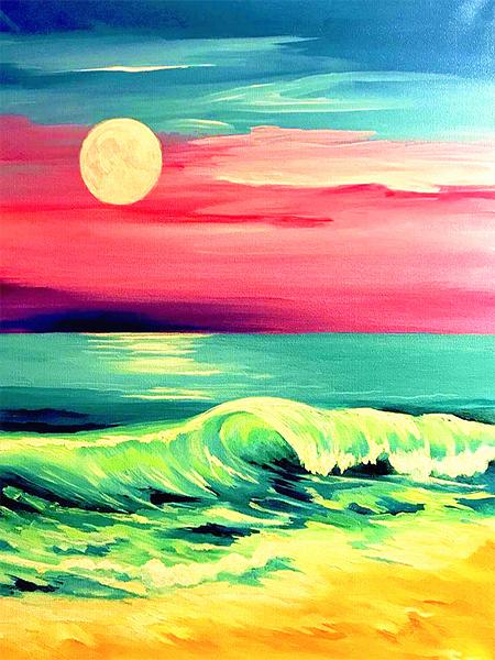 Diy 5d Full Diamond Painting Scenery Embroidery Square Round Drill Sunset Seaside Coconut Tree Mosaic Furniture Decoration Hobby