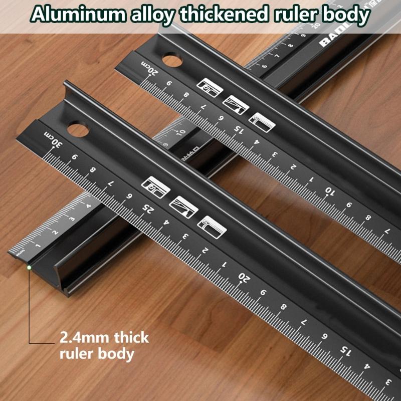 multifunction Aluminum Safe Ruler Aluminum Ruler with Angles Measurement Upgrades for Architects Engineers & Woodworking