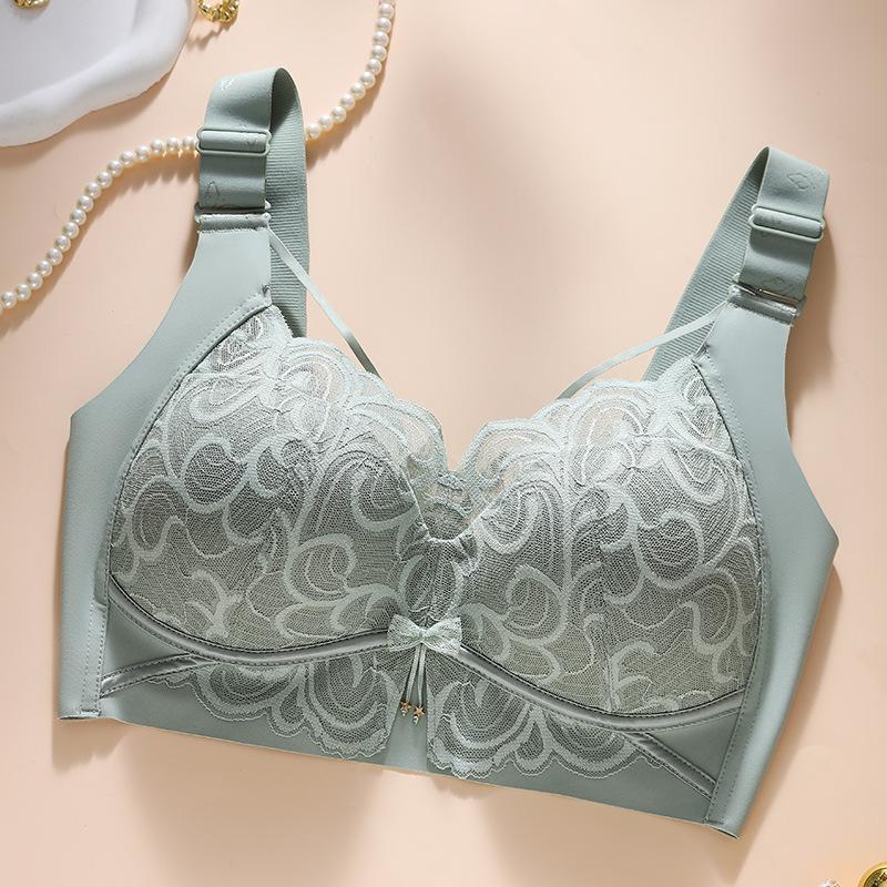 Large Size Bra Women's Lace Thin Full Cup Bra No Steel Ring Gathered and Gathered Accessory Push Up Bra