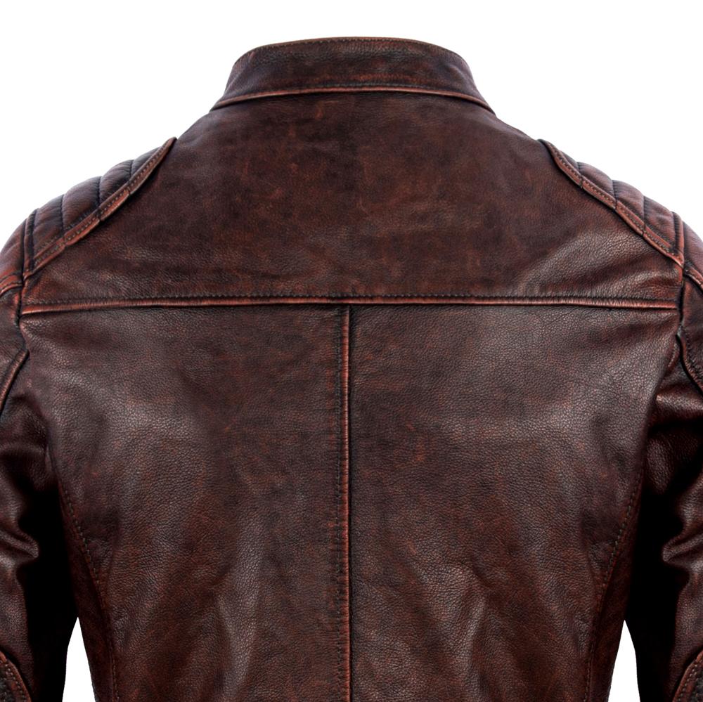 Black Men Leather Jacket Slim Fit Vintage Yellow/Red Brown Genuine Cow Men's Motorcycle Coat Biker Clothes Spring Autumn