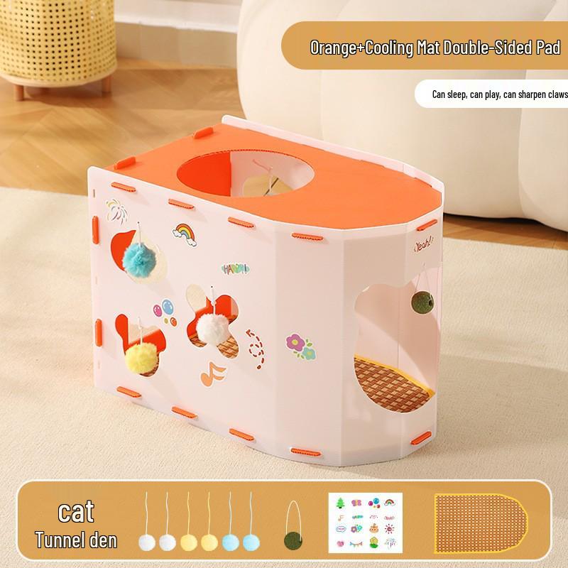 Multifunctional Cat Villa: Self-Amusement Toy with Scratching Board, Tunnel, Bed, and Climbing Frame for Boredom Relief