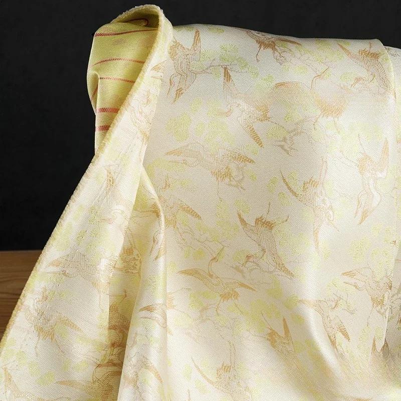 50x148cm Chiński Żuraw Wróżkowy Brokatowa Tkanina Żakardowa Płaszcz Kamizelka Spódnica Miękka Niegniotliwa Tkanina na Odzież Projektancką