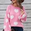 Suéter de Punto de Fondo de Moda Casual para Mujer con Cuello Redondo y Corazón