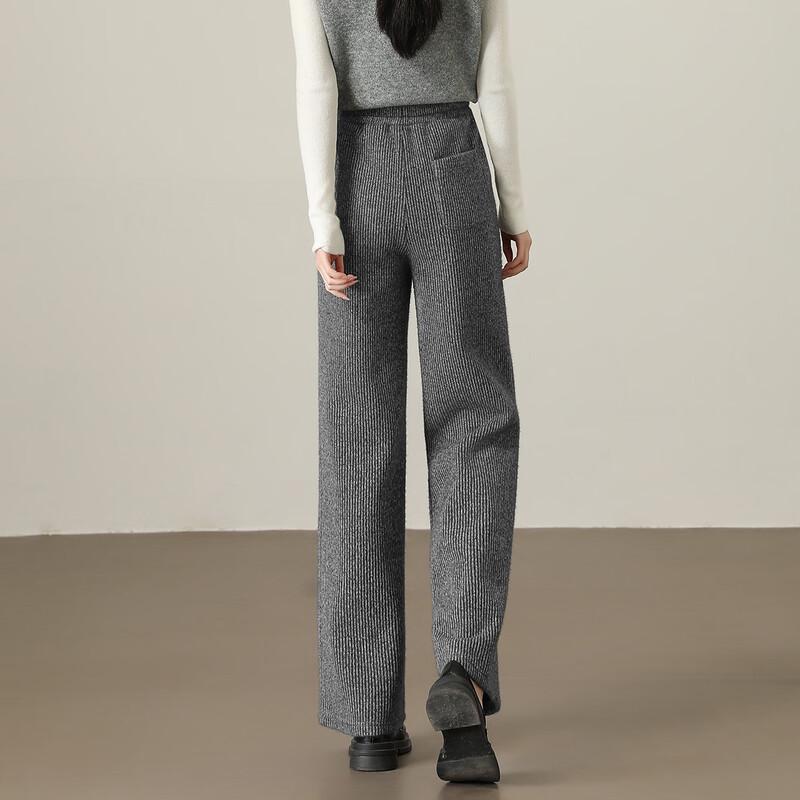 Women's High-Waist Brushed Fleece Lined Wide-Leg Casual Pants