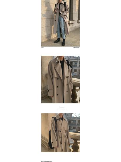 Men's Korean Style Double-Breasted Mid-Length Trench Coat - Trendy, Loose, Over-the-Knee, Versatile Casual Jacket for Spring and Autumn