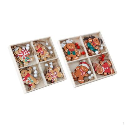 12 Pieces Christmas Gingerbread Man Ornaments Hanging Drops Decorative Decoration