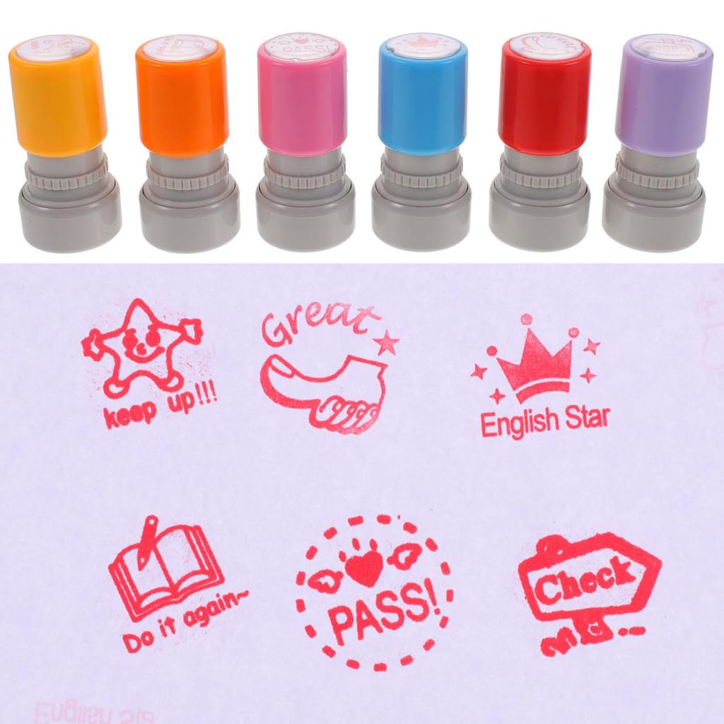 VILLCASE Reward Teacher Teacher Encouragement School Ratings for Classroom Encouragement Comments 6-Piece Stamps, Stamps, Self-Inking Rubber, Reviews,