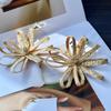 Elegant Straw Woven Earrings Bohemian Style Hollow Floral Earrings  Vacation