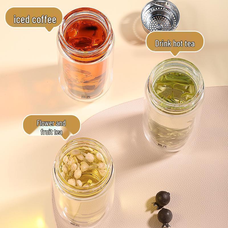 Fuguang Portable Double-Walled Borosilicate Glass Tea Mug