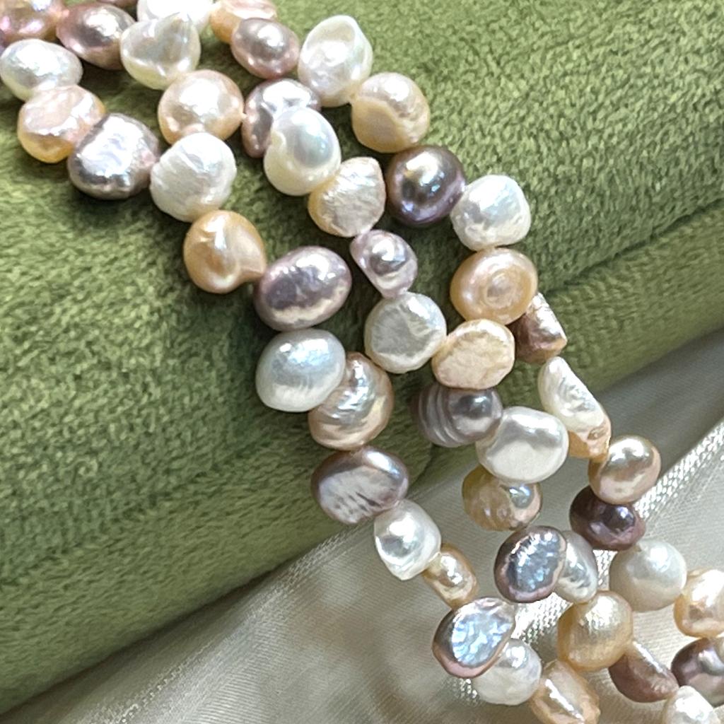1String, Multicolor Natural Freshwater Pearls, Handmade Baroque Pearl Beads for Jewelry Making DIY Crafts (Beads 5-6mm, Length 36cm)