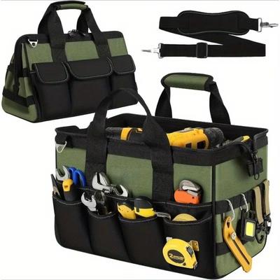 15'' Large Capacity Portable Tool Kit with Shoulder Strap 16 Pockets Electrician Tool Bag Waterproof Wear-resistant