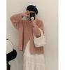 Women's Mid-Length Mink Cashmere V-Neck Cardigan Coat with Irregular Hem - Perfect for Autumn and Winter