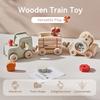 Kids Wooden Rail Train Toy Children Assembled Building Block Toy Newborns Early Educational Aid Toys Montessori Finger Fine Game