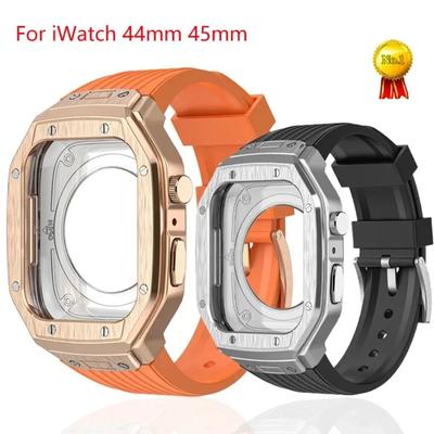 Luxe Metalen Hoesje Voor Apple Watch 9 8 7 45mm Modificatie Kit Voor IWatch Series 6 5 4 se 44mm TPU Band Vervangingsaccessoires