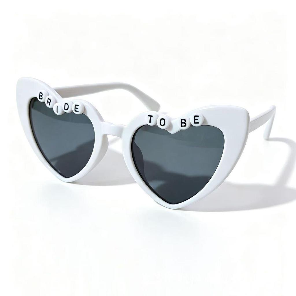 Just Married White Pearl Letter Wedding Glasses for Groom, Bride, Bridesmaid