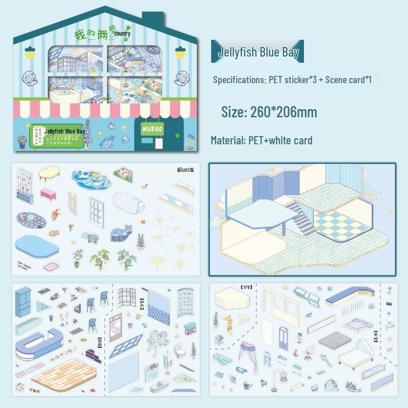3D National Miniature Scenery Sticker for Relaxation and Journaling