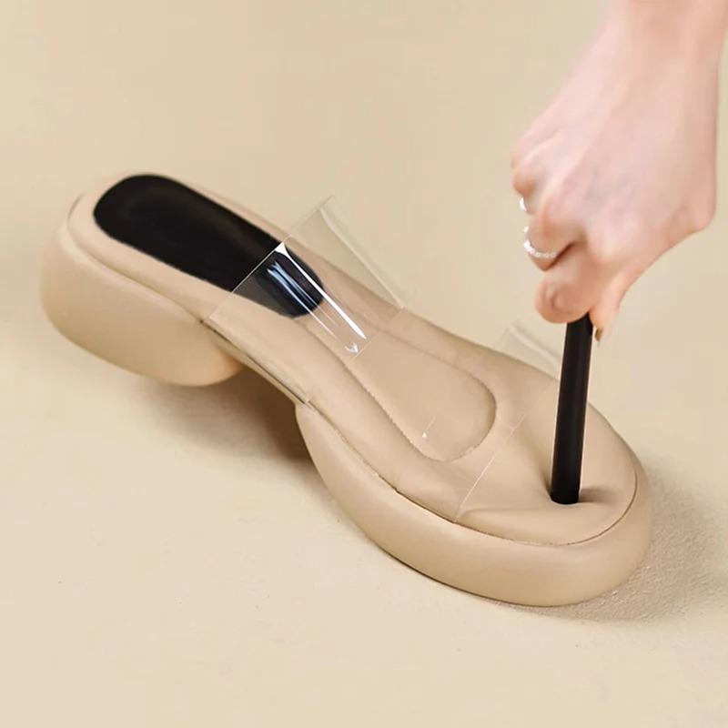 

Модные удобные тапочки с мягкой подошвой для женщин 2024 года, летние прозрачные сандалии из ПВХ на платформе, женские нескользящие пляжные шлепанцы на среднем каблуке 40 абрикосовый