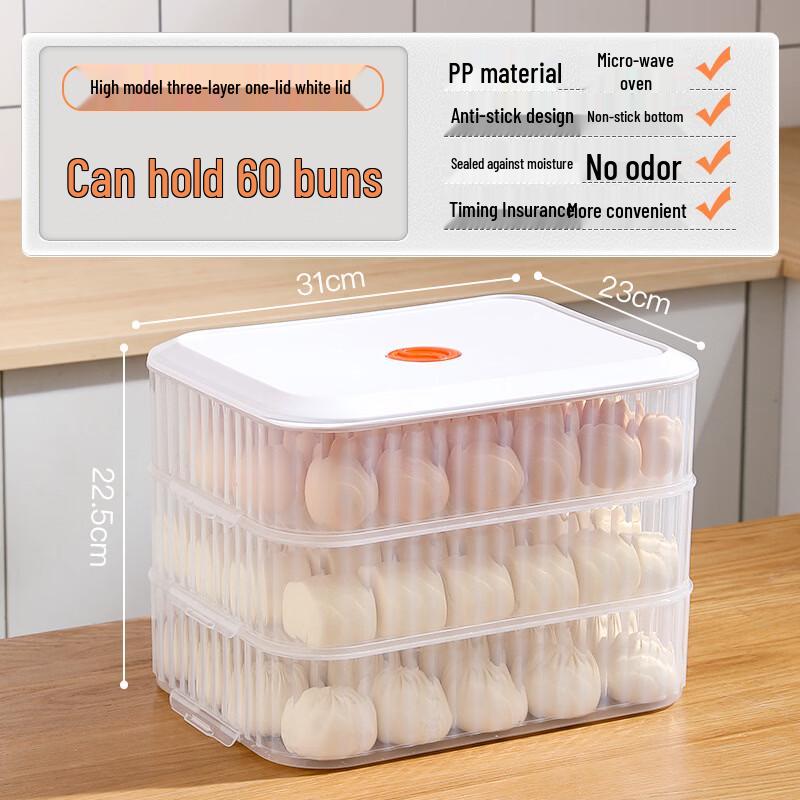 Stackable 3-Layer Food Storage Box for Freezer (2-Pack)