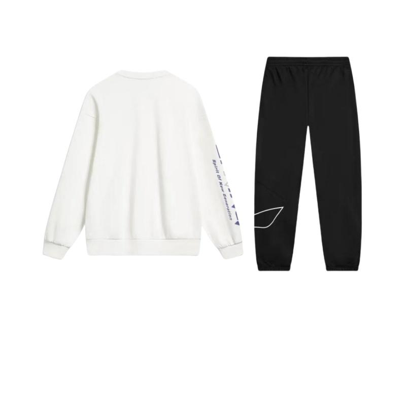 Li Ning Letter Print Round Neck Long Sleeve Sweatshirt And Casual Sports Pants Set Unisex Activewear AKLTD71-1+-AWDT607-7