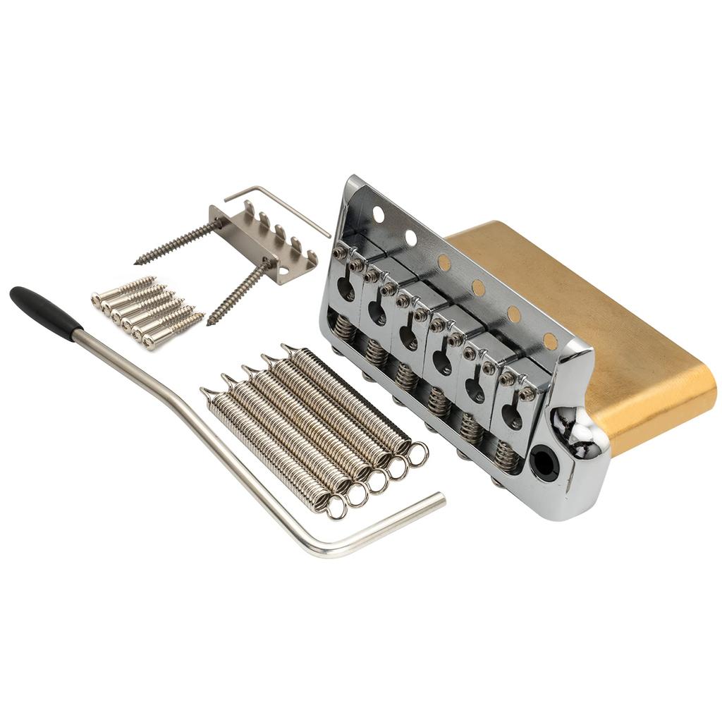 Musiclily Ultra Brass Tremolo Unit Bridge PRS Type Knife Edge for Strat ST Electric Chrome 10.5mm 6-Point Guitar,