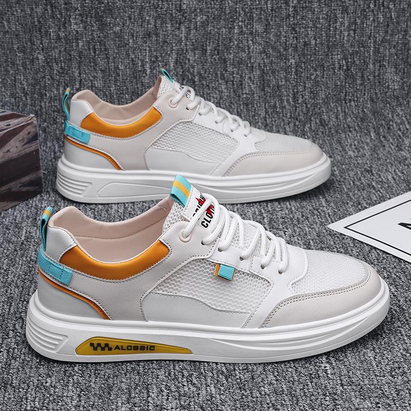 Men's shoes 2025 new explosion summer breathable deodorant mesh hollow mesh small white board shoes men's sports and leisure network