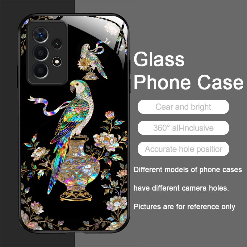 Stylish Dragon Leopard Marble Texture Tempered Glass Phone Case for Samsung Galaxy A56 A55 A54 A53 A52 A36 A14 A15 A16 A32 Cover
