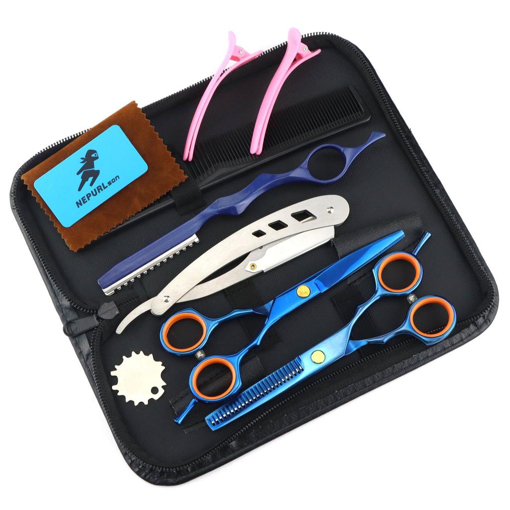 5.5 Inch Symmetrical Handle Hair Scissors, Set, Hair Scissors, Flat Scissors, Tooth Scissors, Thin Scissors, Set