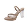 Women Sandals High Heels 7-9 Cm Silver Transparent Female Sandals Summer Sexy Nightclub Waterproof Platform Women's Shoes