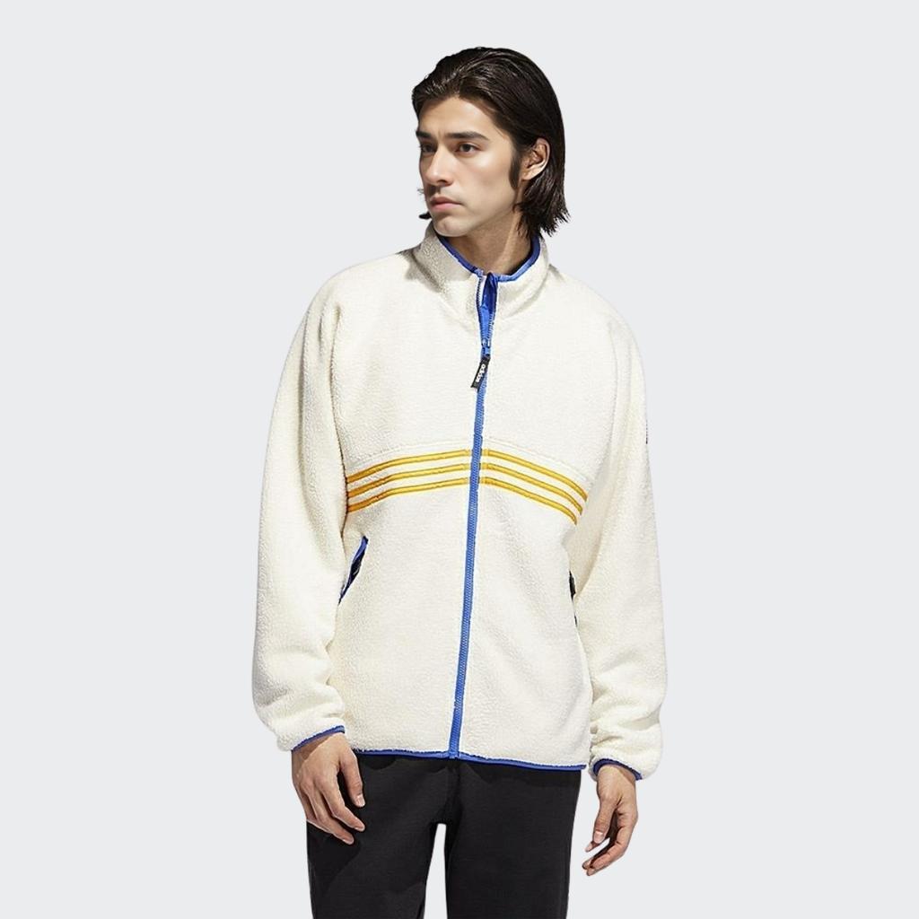 adidas Originals Trefoil Giacca Sherpa con Zip Intera Uomo Capispalla Bianco EE0309