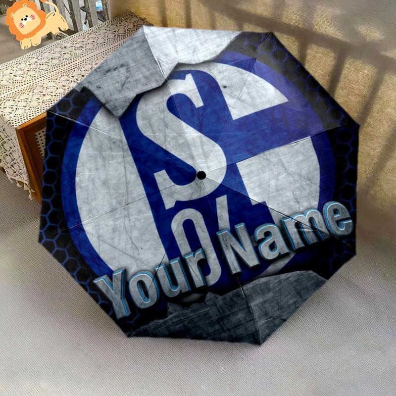 1 PC Automatic Folding Umbrella - FC Schalke 04 Custom Name Pattern, Portable & Foldable Design with 8 Ribs, Christmas Birthday Gifts