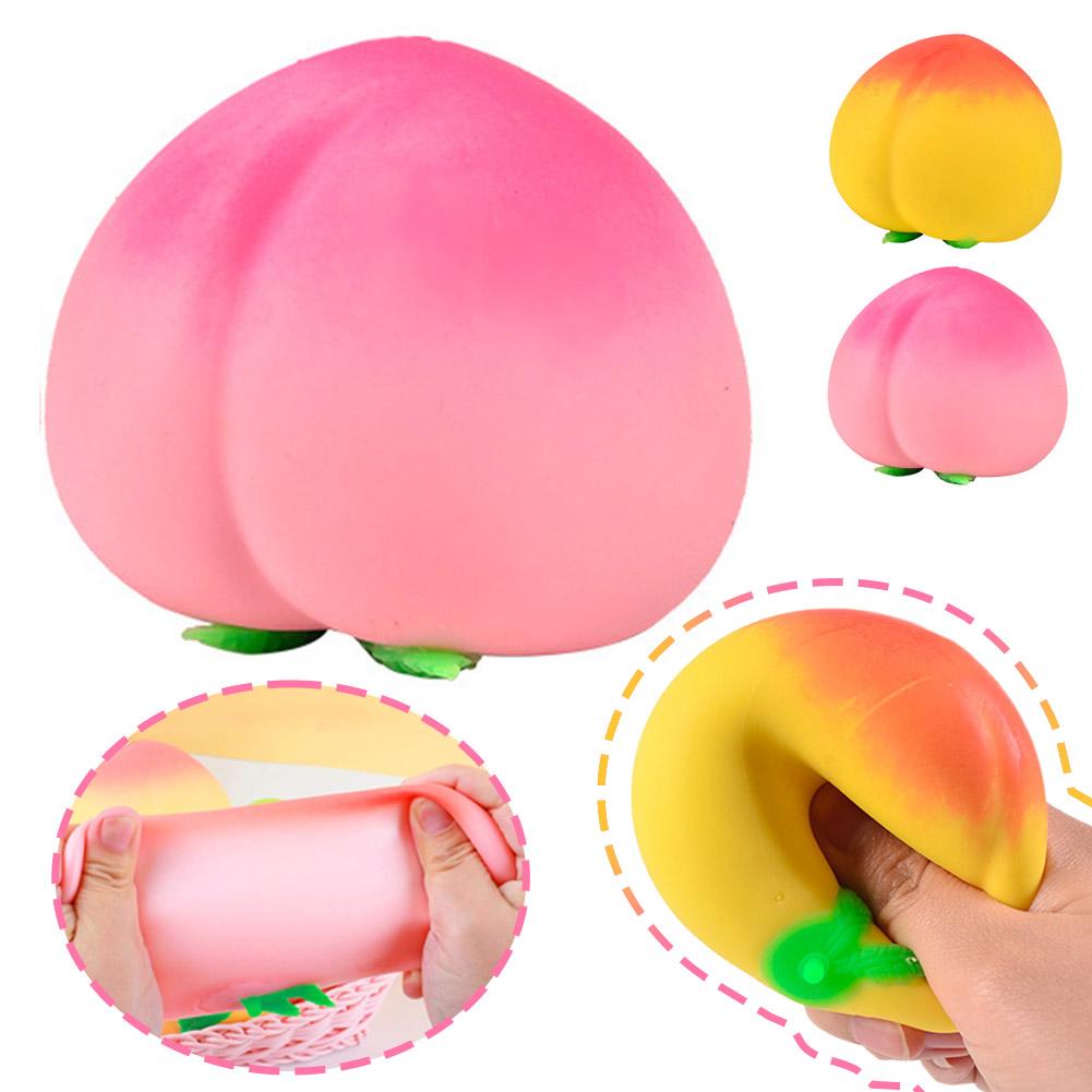 7cm Peach Stress Relief Toy Soft TPR Material Built-in Air Bubble for Crisp Sound Anti-Anxiety Squeeze Fidget Toy for Work Study