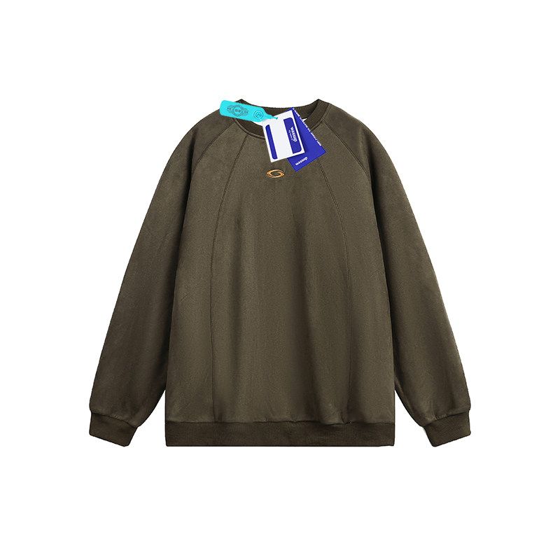 

Wassup American High Street Heavyweight Crewneck Sweatshirt, New Spring and Autumn Trendy Brand, Loose and Versatile Pullover Long Sleeve Green 2XL