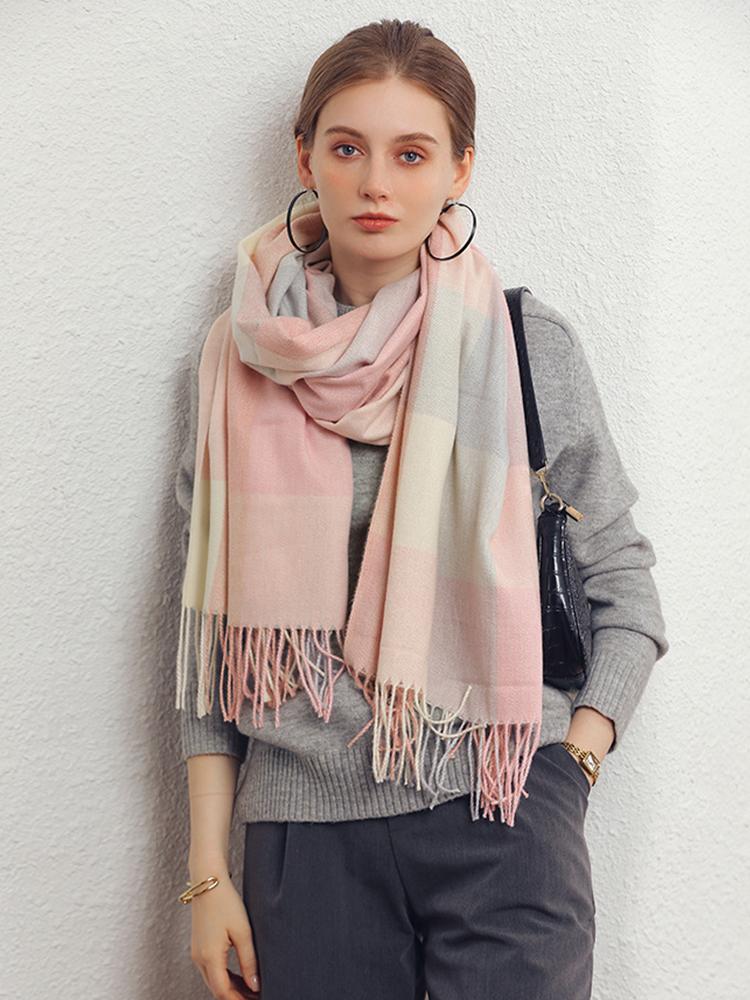 Imitation Cashmere Women Scarf Winter Ladies Preppy Style Vintage Plaid Scarve Pashmina Tassel Mujer Foulard Bufanda Wrap Shawl