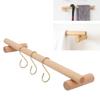 Wooden Towel Rack 45cm with 3 S Hooks Wall Mounted Towel Holder Hanger for Bathroom