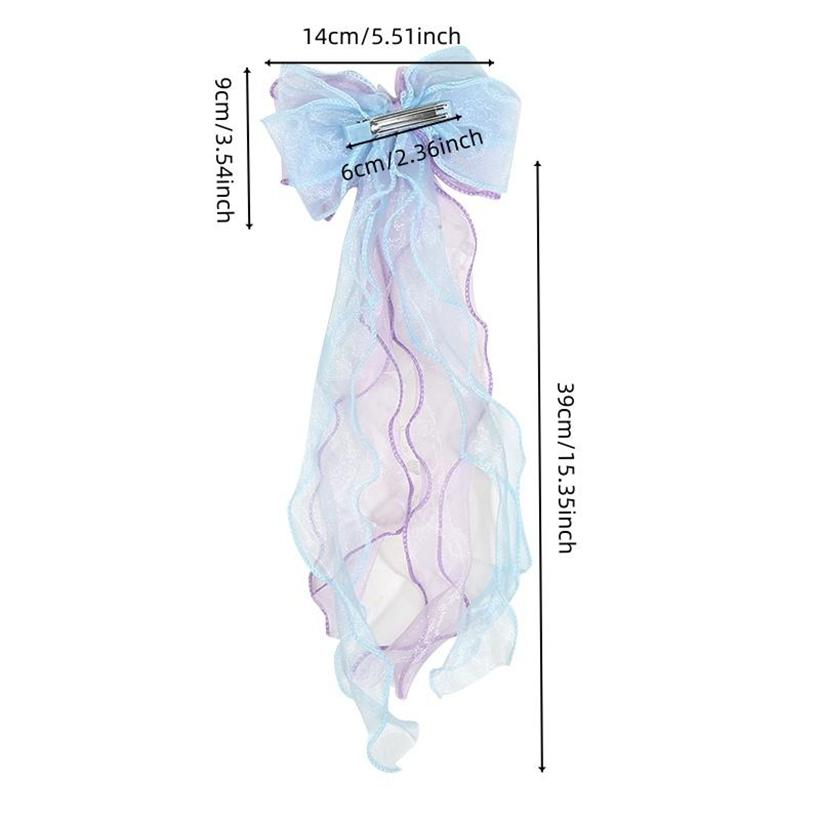 Elegant Colorful Ribbon Hair Bows Princess Bowknot Long Barrettes Alligator Clips Sweet Hair Accessories