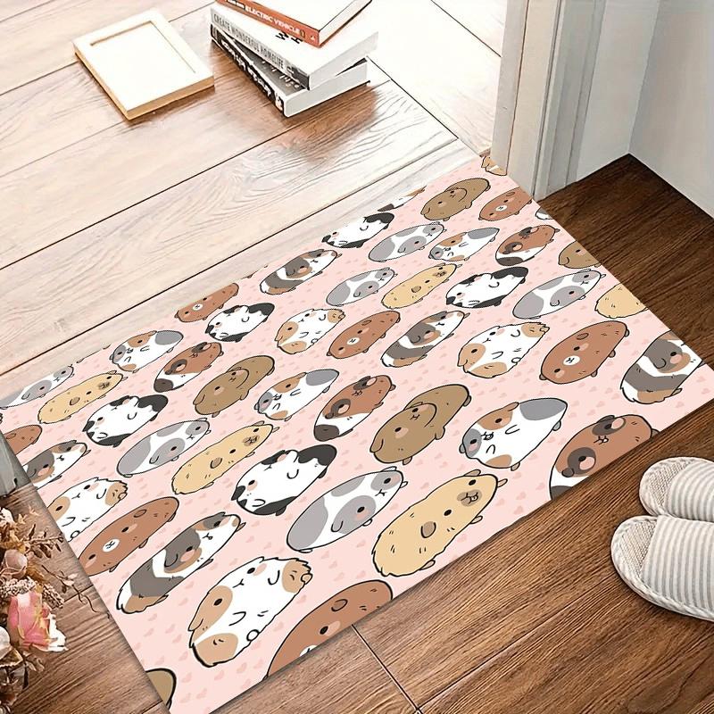 Cartoon Guinea Pig Door Mat Rug Non-Slip Washable Carpet for Entryway Kitchen Laundry Room Pet-Friendly Floor Mats Home Rugs